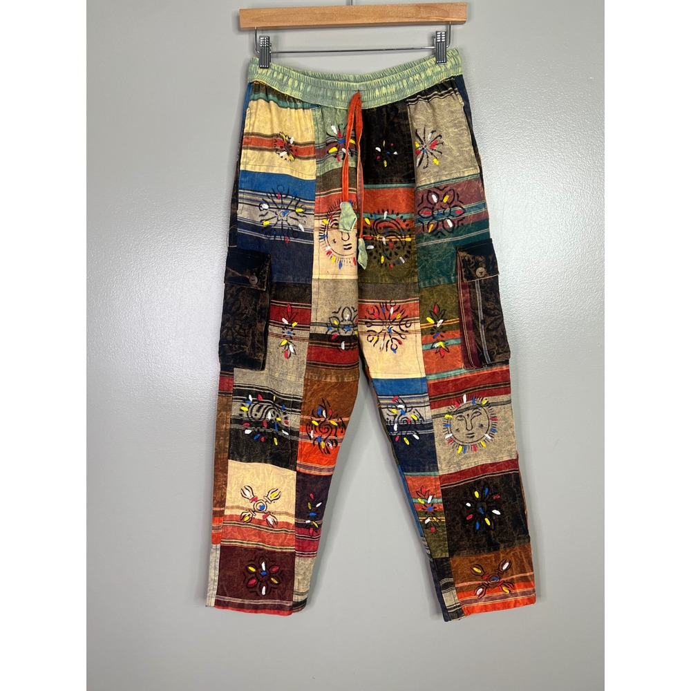 Rising International Patchwork Cargo Pants  Small Boho Hippie bohemianstyle